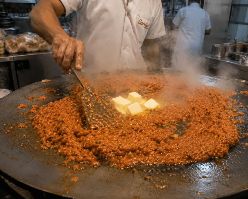 Pav Bhaaji at Sardaar Pav Bhaaji Mumbai- India Food guide 2026 - all the cities popular street food, fine dinning meals, food tours,drinks & desserts.