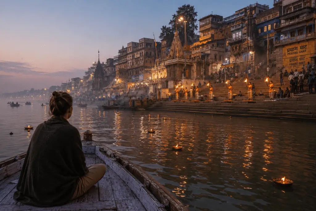 Varanasi pre-dawn from a boat on the Ganges - Budget Travel Guide 2026 for Foreigners