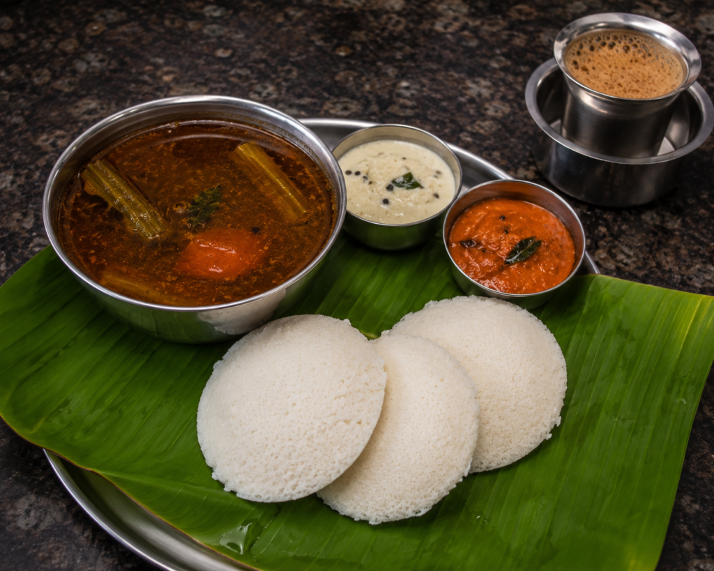 Idli with sambar and chutney - India Food guide 2026 - all the cities popular street food, fine dinning meals, food tours,drinks & desserts