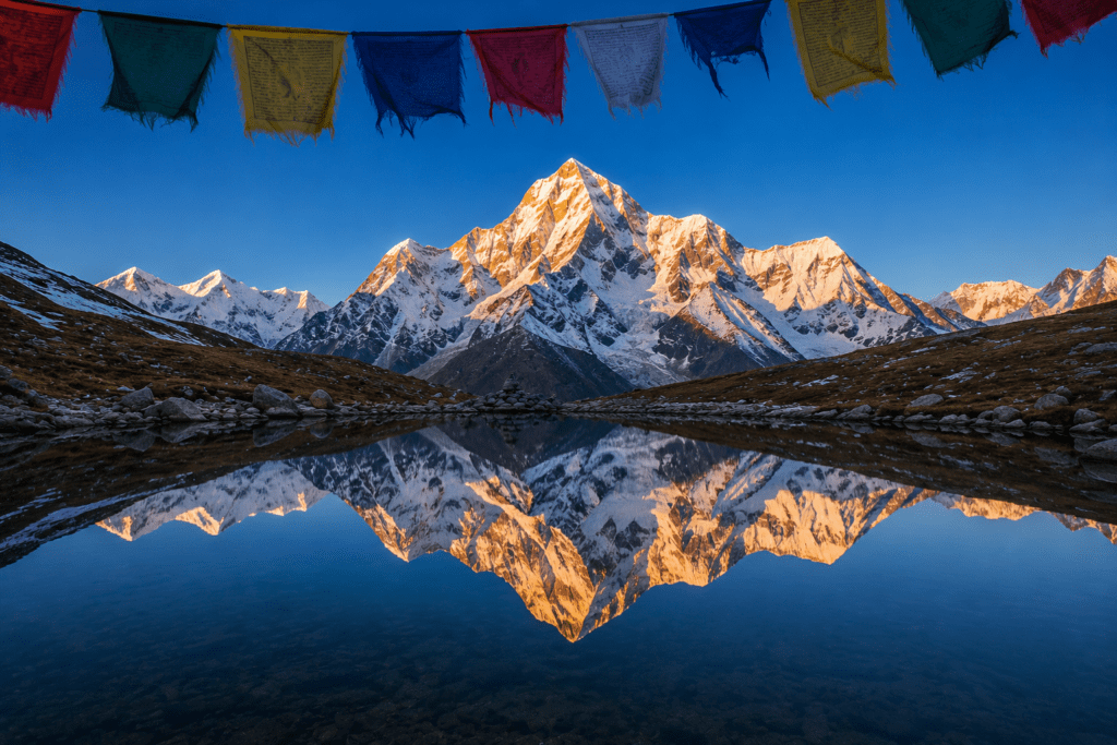Annapurna III reflected in a completely still glacial lake at dawn in October - Complete Nepal Travel Guide 2026