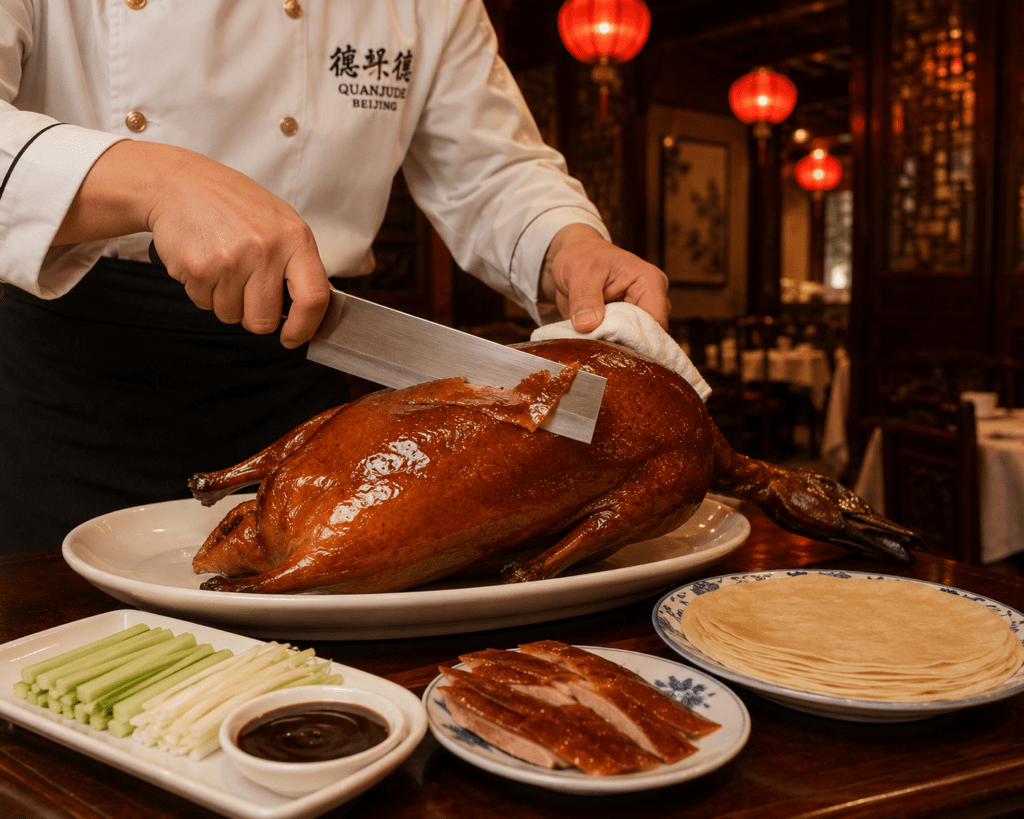 Peking Duck being carved at the table - Before You Die: A Complete World Food Bucket List 