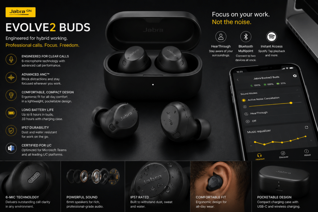 JABRA EVOLVE2 BUDS - Top 10 Best Earbuds & Earphones 2026