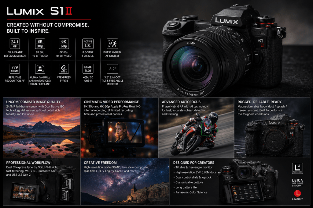 PANASONIC LUMIX S1 II - Best Mirrorless Professional Cameras 2026: The Complete Buyer's Guide for Photographers & Videographers