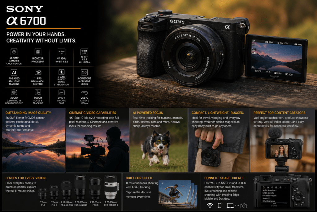  SONY A6700 - Best Mirrorless Professional Cameras 2026: The Complete Buyer's Guide for Photographers & Videographers