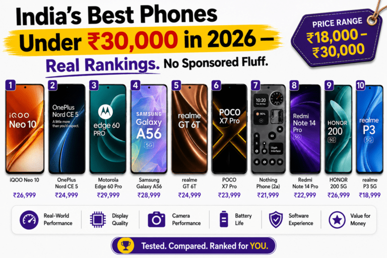 Best Smartphones Under ₹30,000 in India 2026