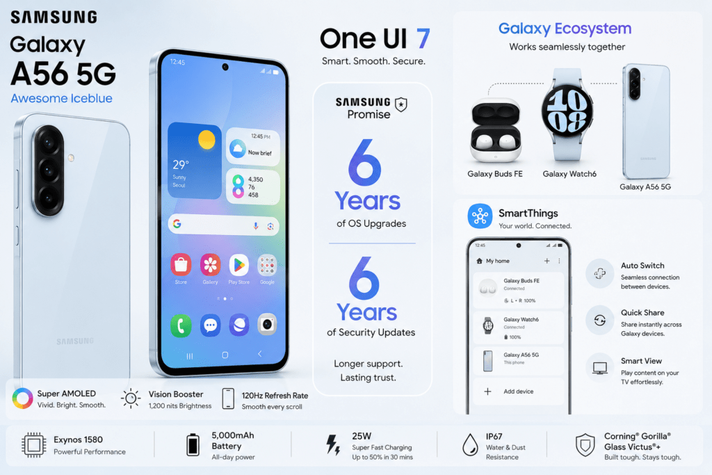 SAMSUNG GALAXY A56 5G - Best Smartphones Under ₹30,000 in India 2026