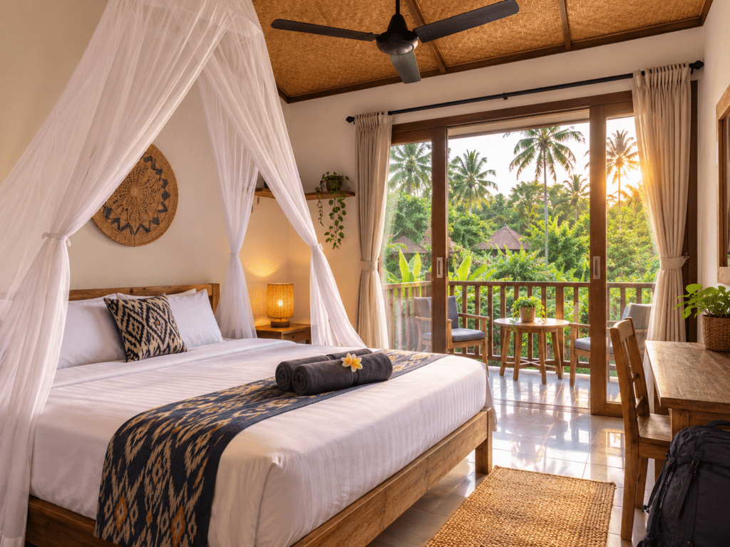 Budget guesthouse room in Bali for backpackers