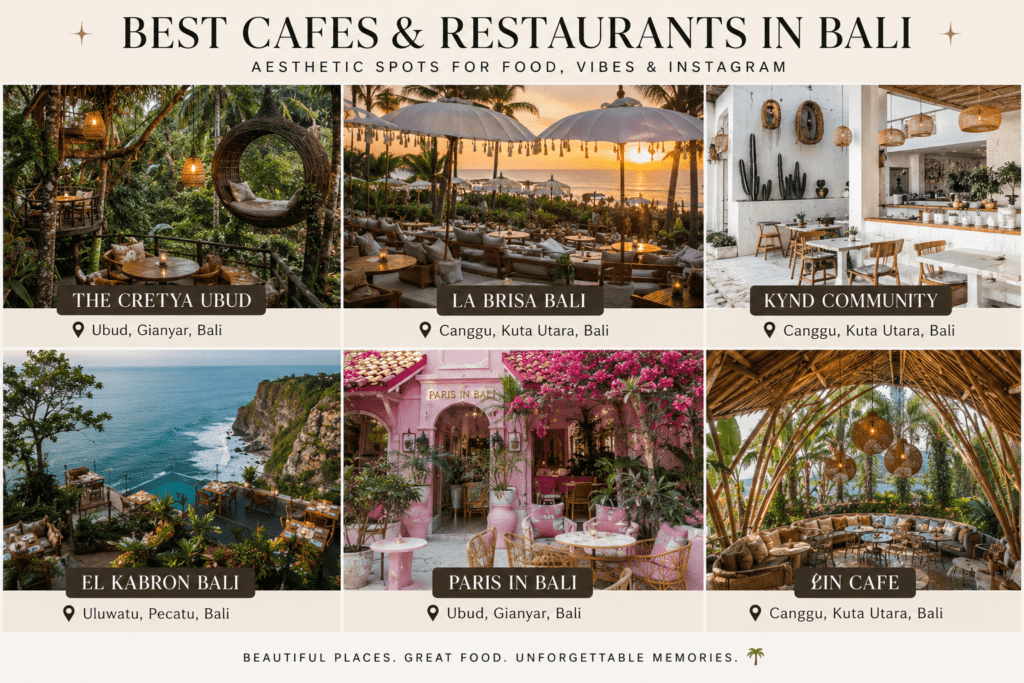 best cafes details with location in bali