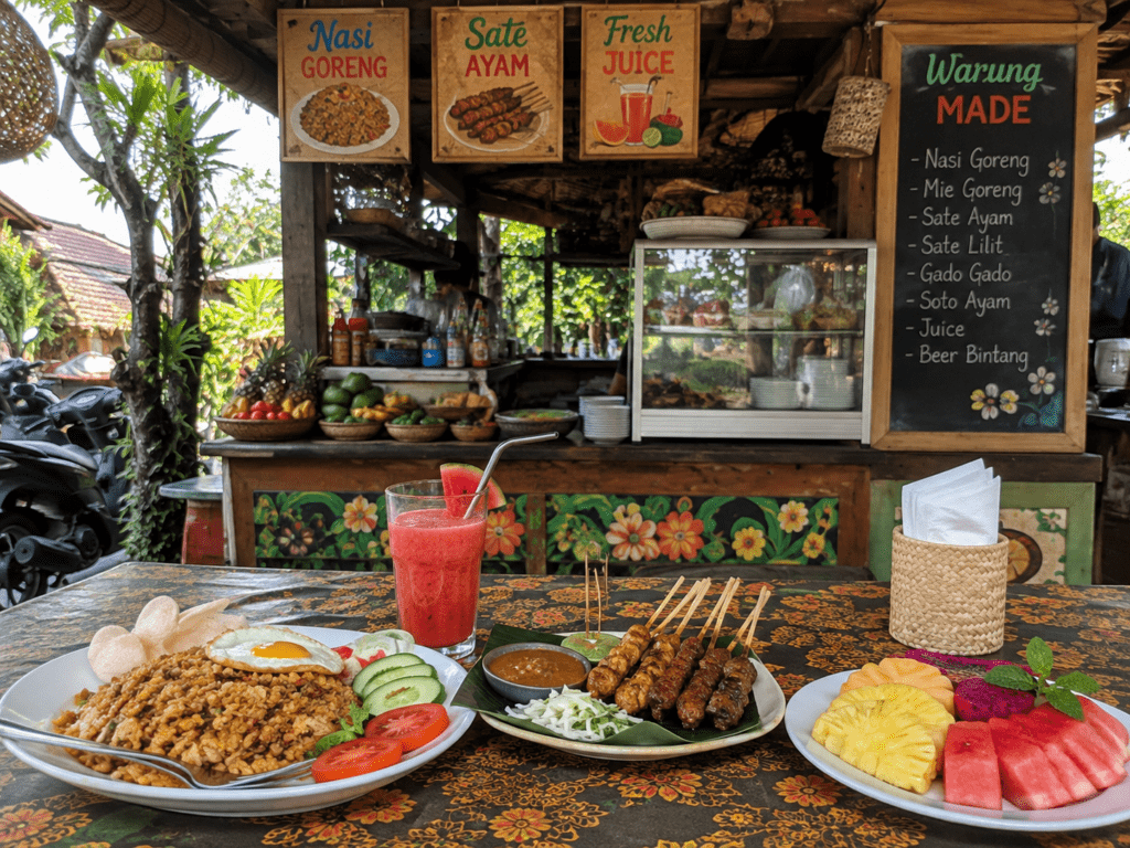 Local Balinese warung meal showing affordable food costs