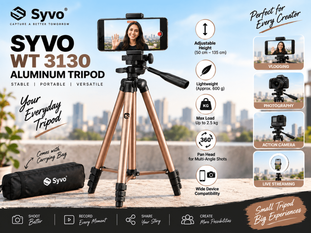 syvo wt 3130 aluminium tripod lightweight